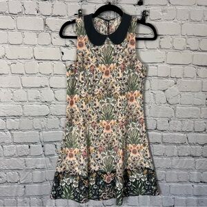 Lauren Conrad Peter Pan Collar Retro Style A-Line Sleeveless Floral Dress Size 6